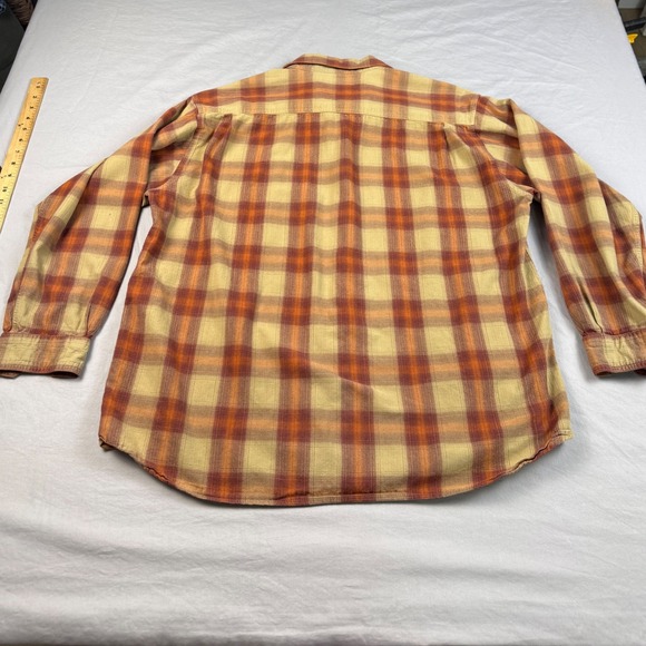 Columbia Mens Plaid Button Down Shirt Long Sleeve Tan Orange Herringbone XL - Picture 2 of 8